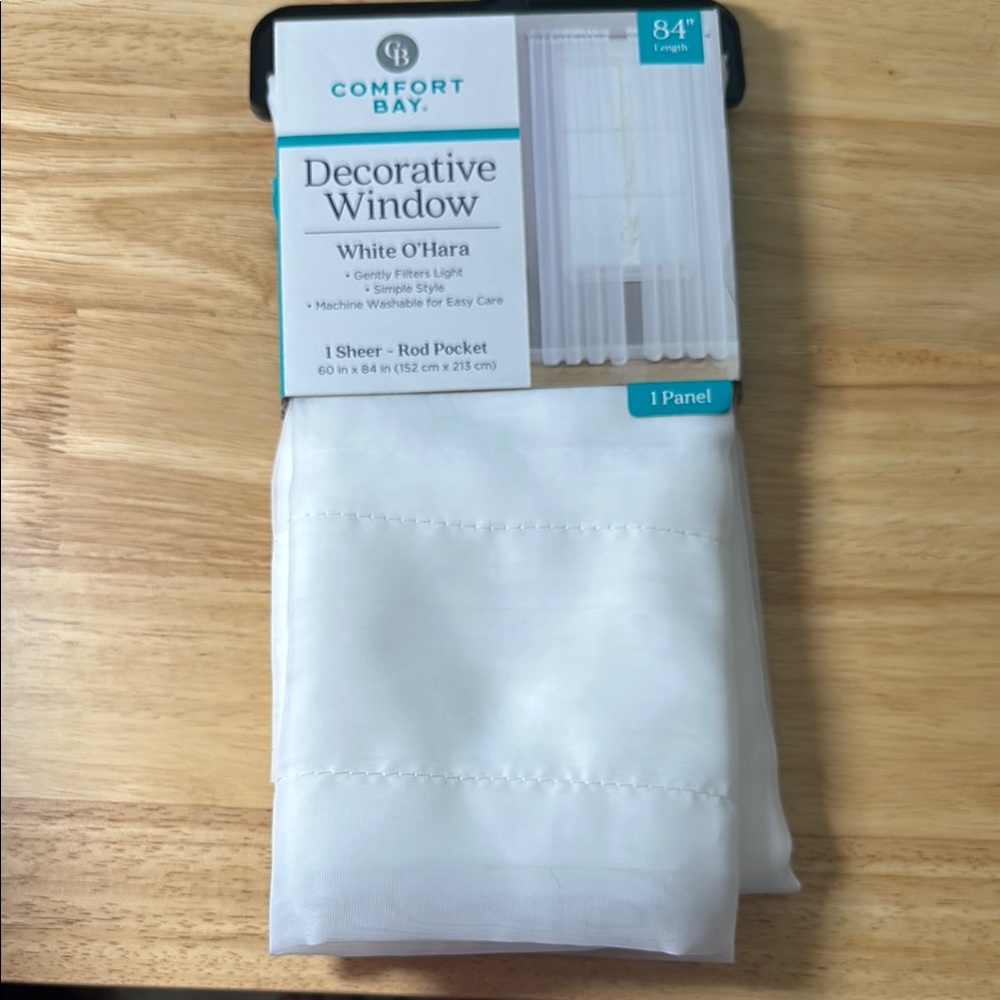 Comfort Bay White Decorative Window Sheer Curtain Panel